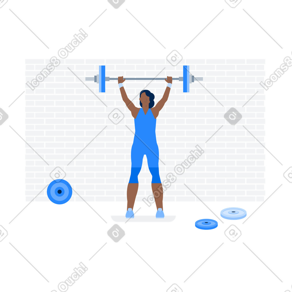 Weightlifter lifting barbell overhead, Powerlifting and gym workout-Illustration im Urban-Stil als Download in PNG, SVG