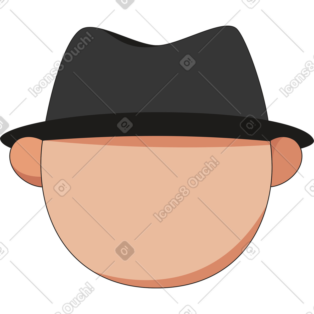 下载 Moji 风格的 戴着帽子的脸 插画，支持 PNG、SVG 格式