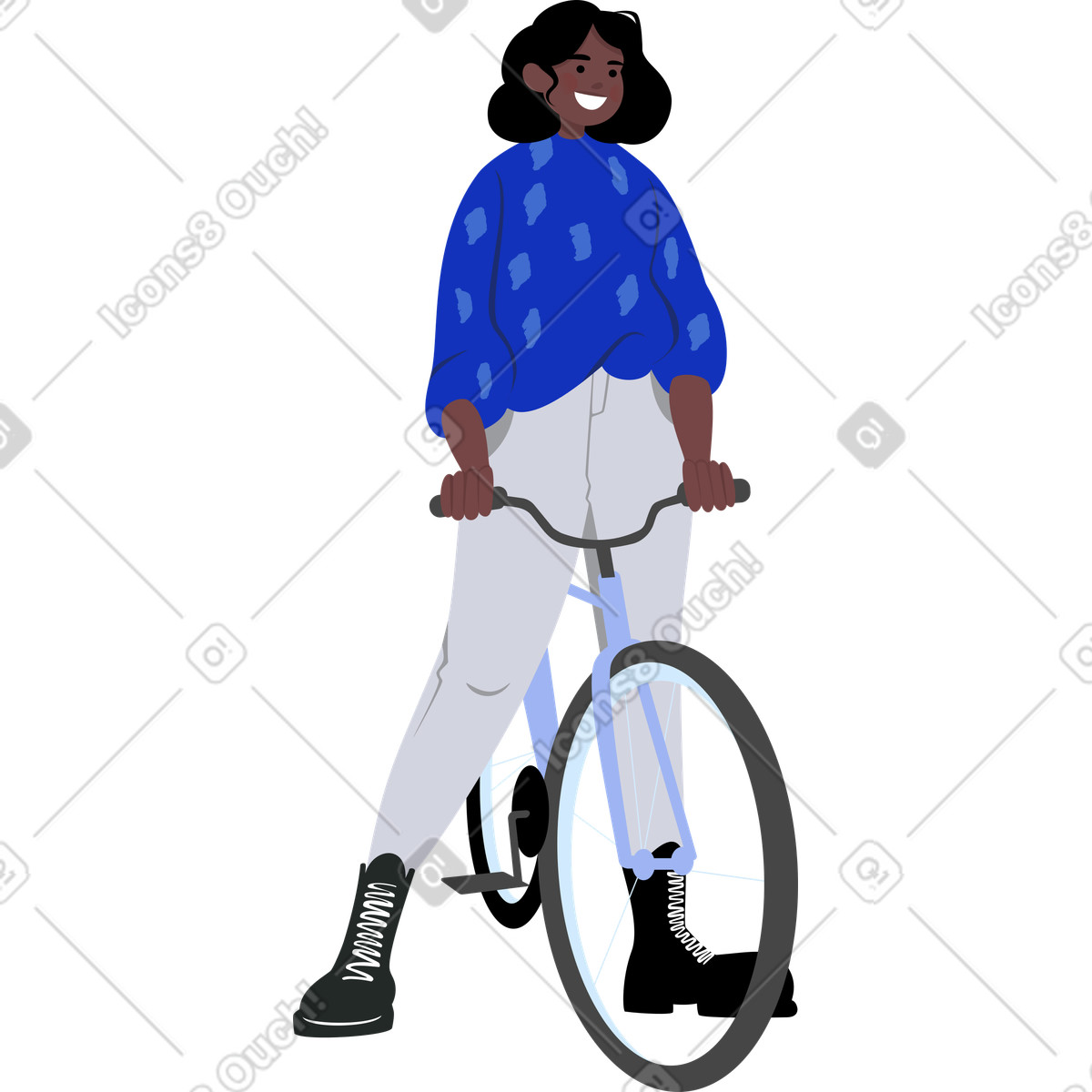 Ilustração de Menina em uma bicicleta no estilo Lagom para baixar PNG, SVG