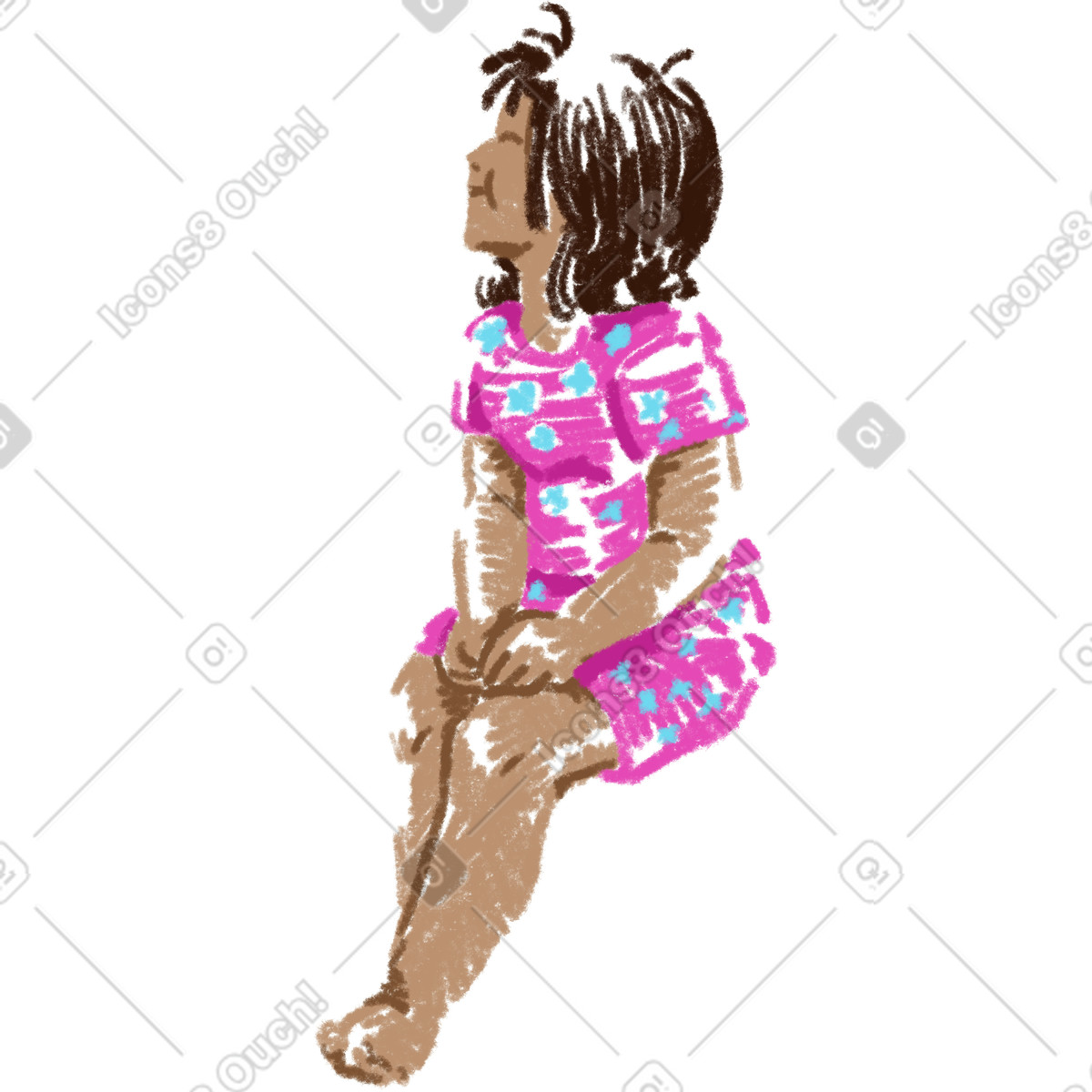 Sketchbook 스타일의 Girl in pajamas 일러스트레이션 PNG, SVG 다운로드
