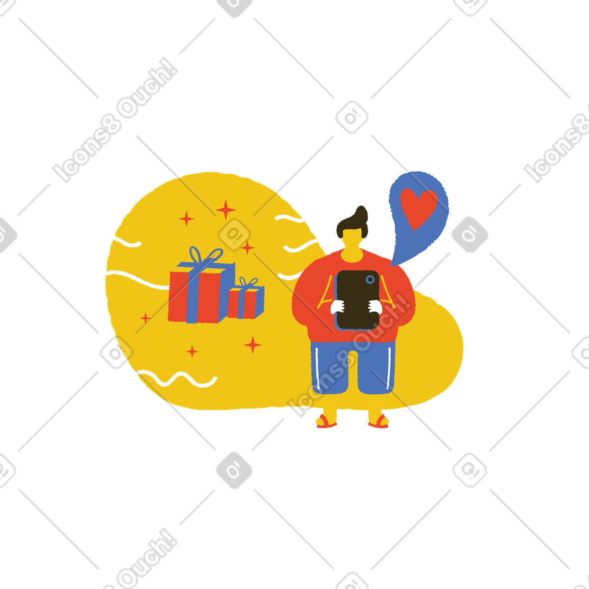 Ilustração de Enviando o presente em no estilo Bermuda para baixar em PNG, SVG