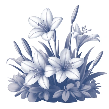 A collection of large, exotic flowers with intricate petals, arranged densely among lush, verdant foliage in a garden setting. The flowers exhibit unique shapes and textures, each showcasing details such as curled edges and diverse patterns. The garden is filled with various green plants, creating a sense of abundance and vitality. Some flowers are slightly open, while others are in full bloom, contributing to a dynamic composition.