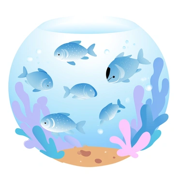 A detailed underwater scene features various fish swimming among vibrant coral formations. The fish have distinct patterns and colors, gliding gracefully through the clear blue water. The coral structures are intricate and diverse, showcasing a range of textures and shapes. Sunlight filters through the water's surface, creating a shimmering effect on the sandy ocean floor below. Bubbles rise from the fish as they explore their aquatic environment.