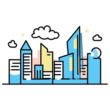 A futuristic city skyline peeking above the clouds
