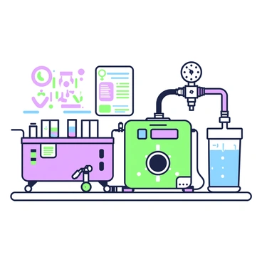 Illustration of equipment used for ozonation, a water purification technique