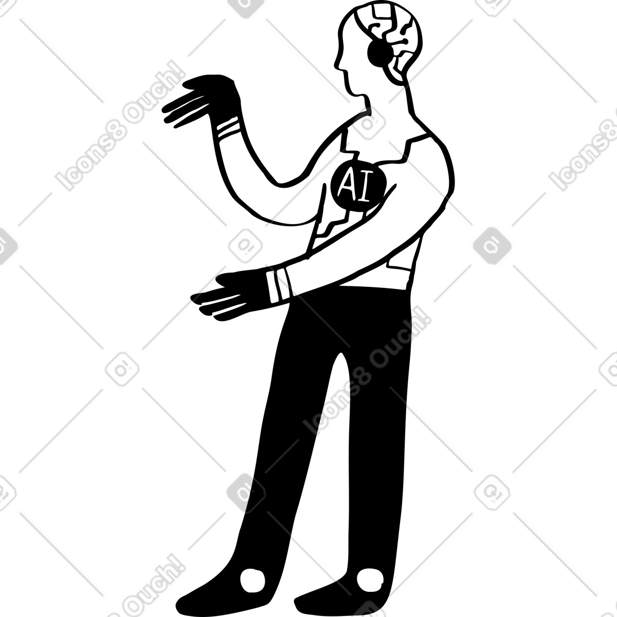 Robot che hai illustrazione in stile Journal scarica in PNG, SVG