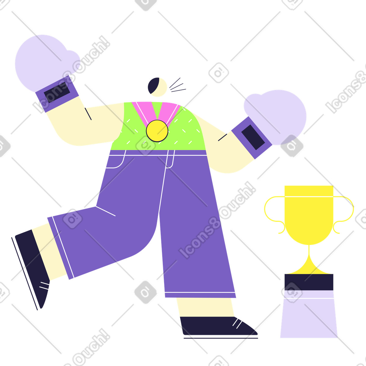 Illustration Champion de boxe dans le style Mellow à télécharger aux formats PNG, SVG