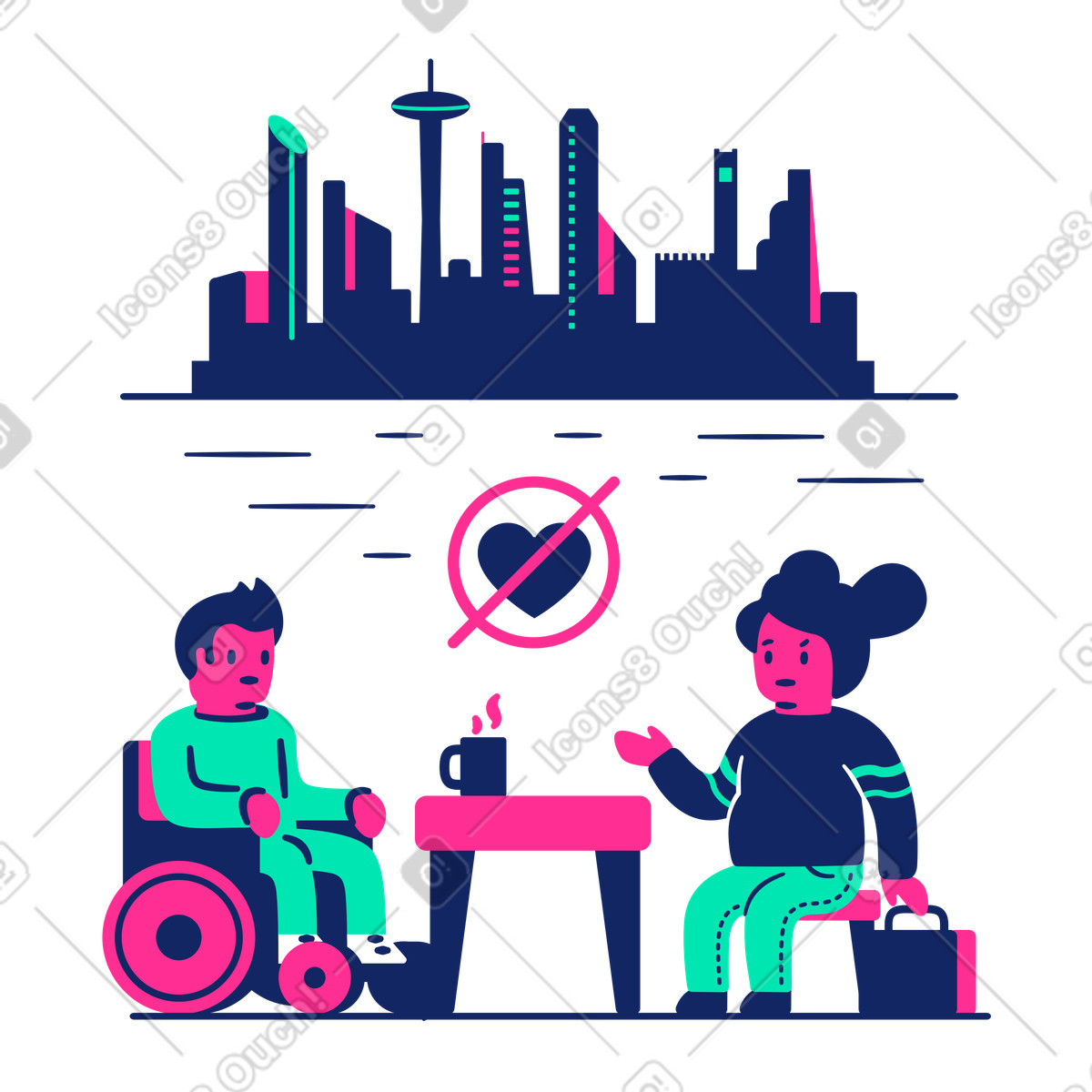 Data infruttuosa in città illustrazione stile Cyborg scarica PNG, SVG