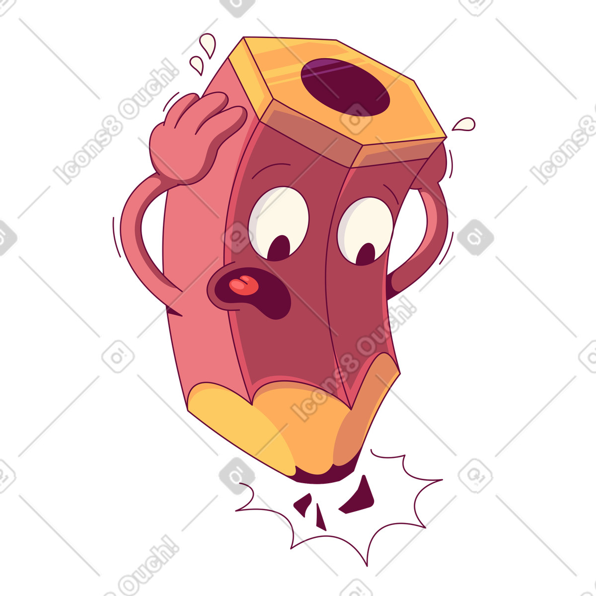 Illustration Pencil in shock over snapped lead, Mistake or fatal error concept dans le style Handy à télécharger aux formats PNG, SVG