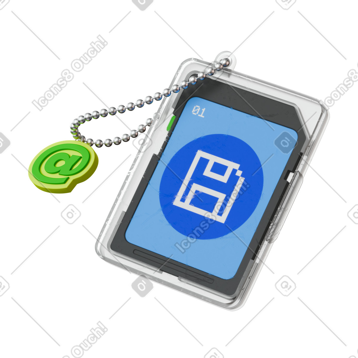 Memory card illustration in 3D Stickle style download in PNG, SVG