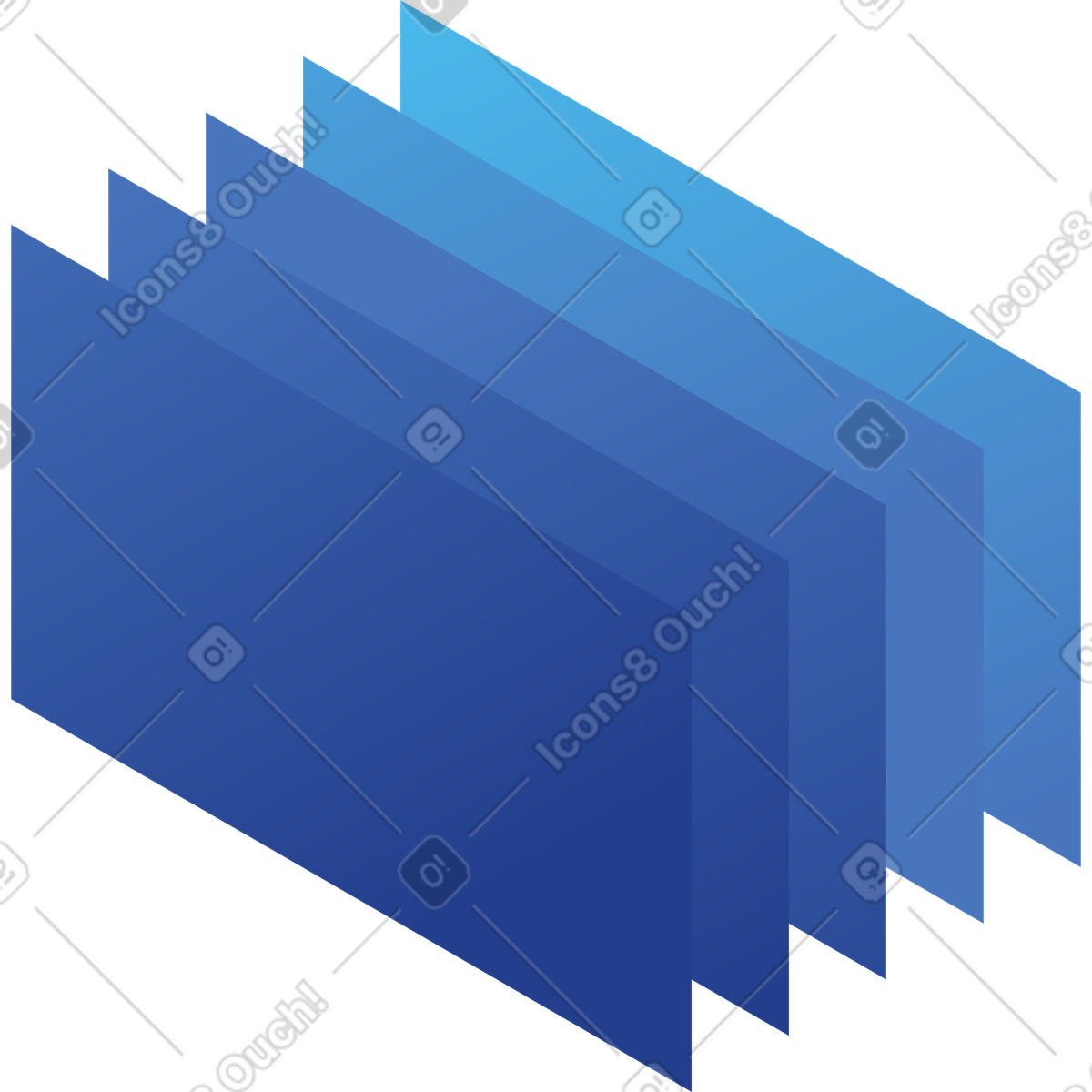 Stack of isometric rectangles illustration in PNG, SVG