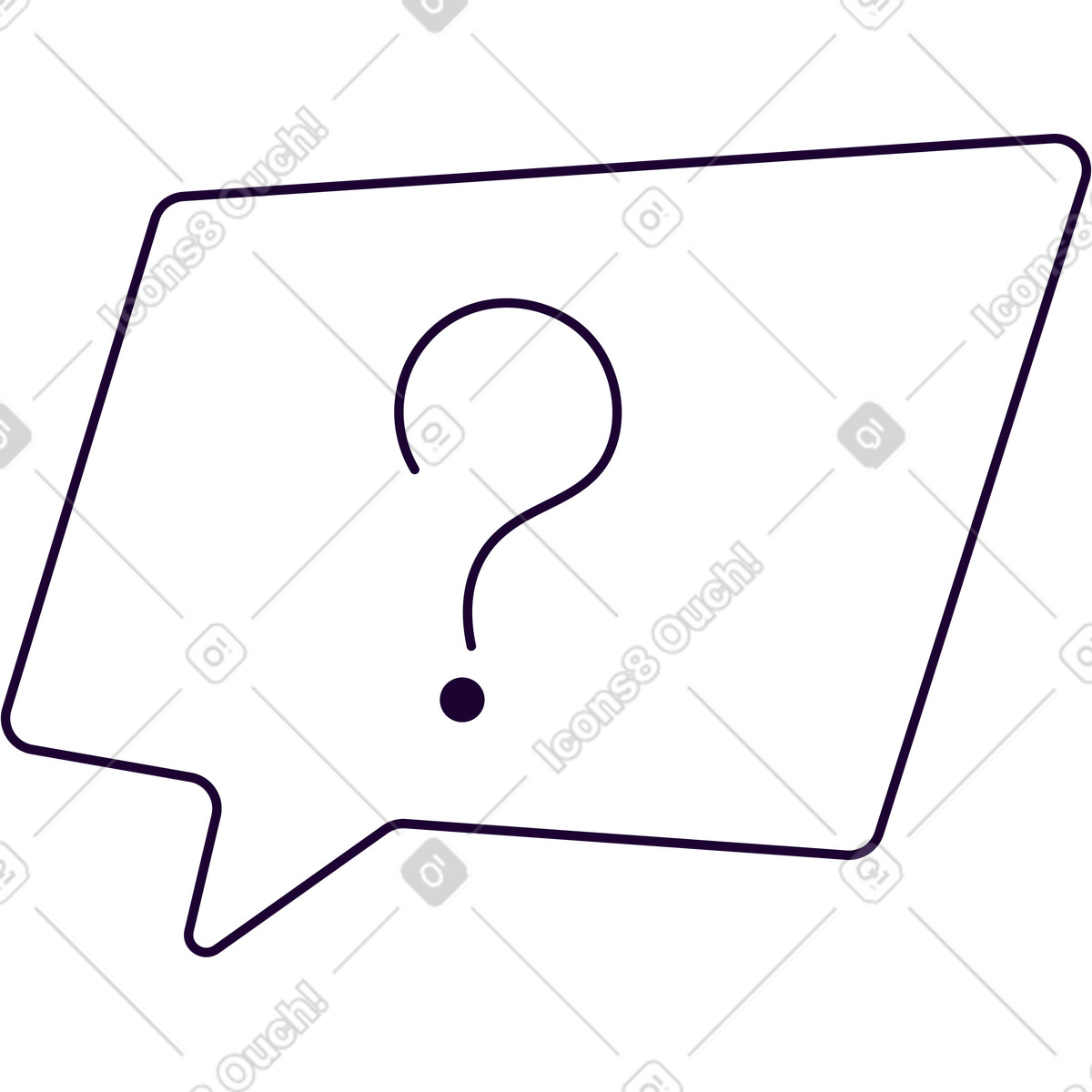 Rectangular speech bubble with a question illustration in Martina style download in PNG, SVG
