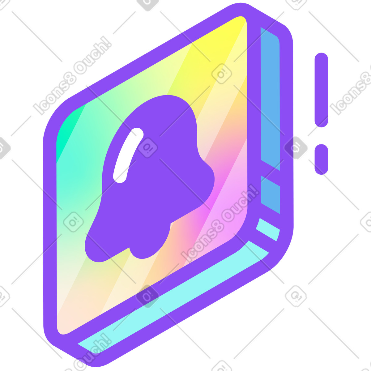 Notification sign illustration in Holographic style download in PNG, SVG