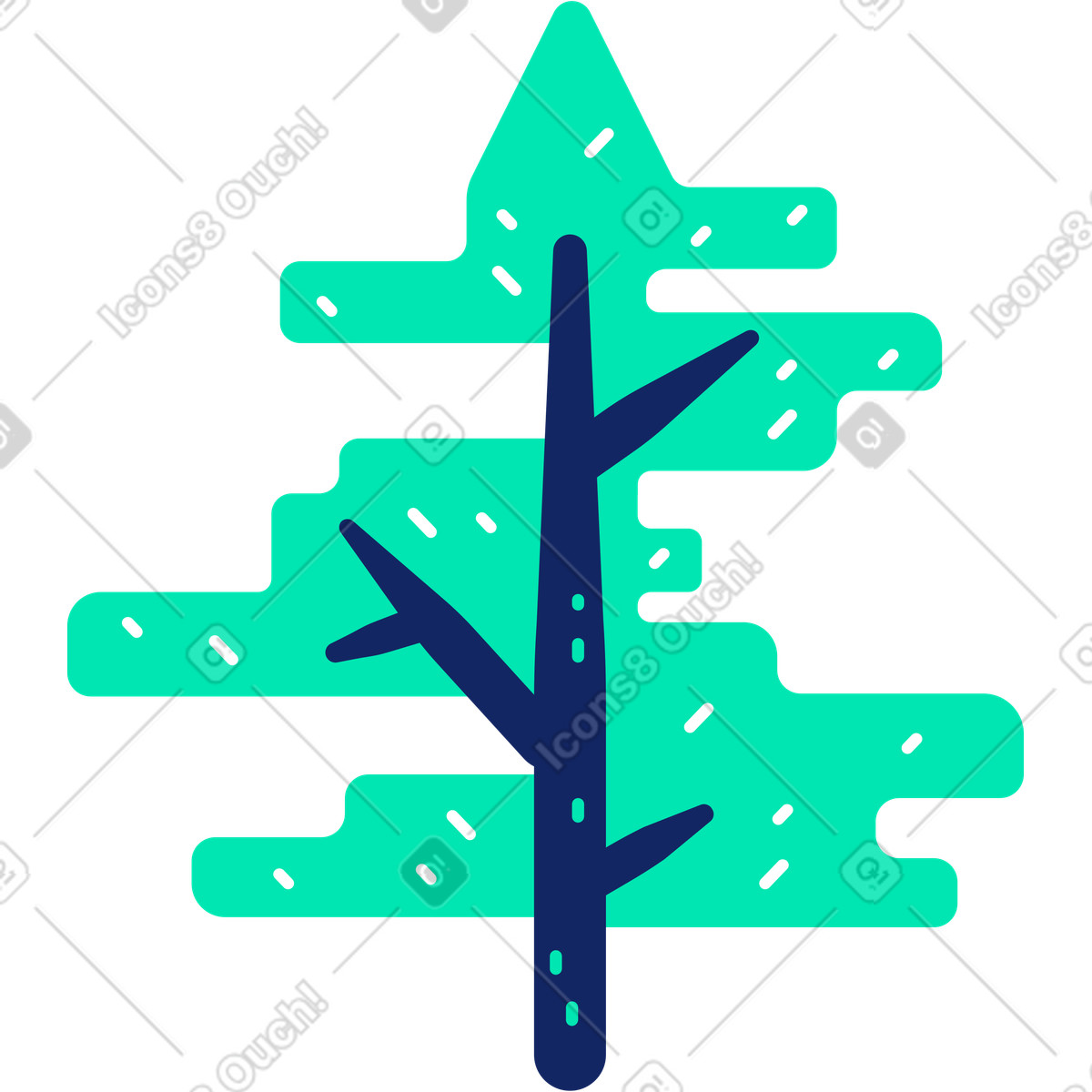 Tree illustration in Cyborg style download in PNG, SVG