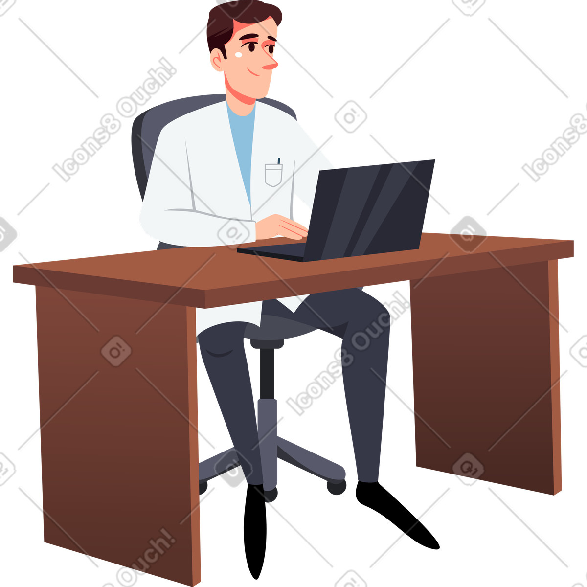 Ilustración Médico en la mesa estilo Vivid a descargar PNG y SVG