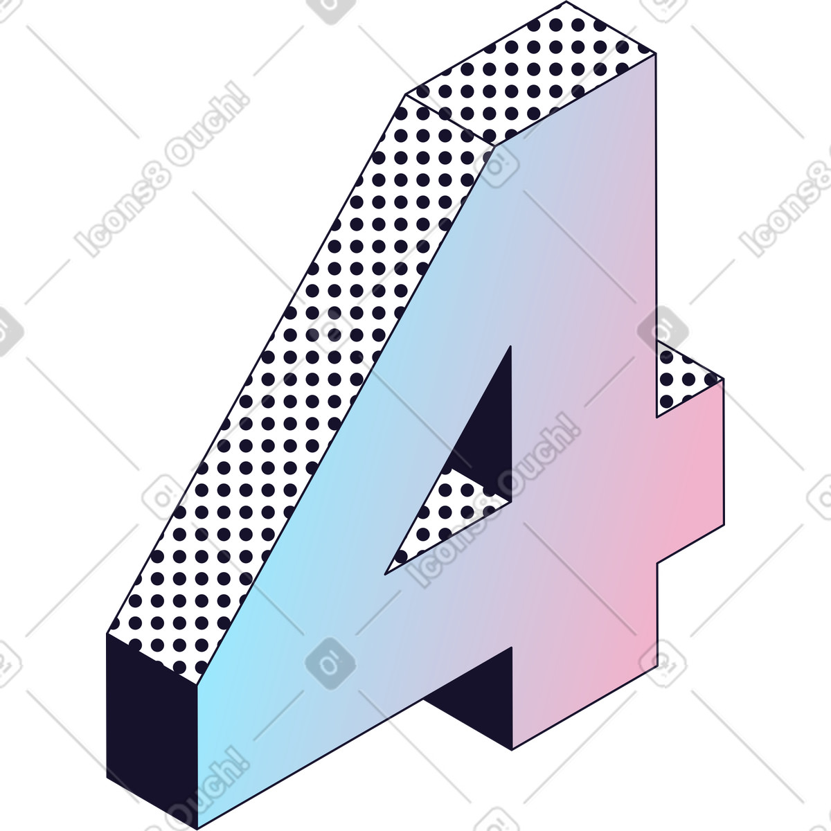 Number four illustration in Node style download in PNG, SVG
