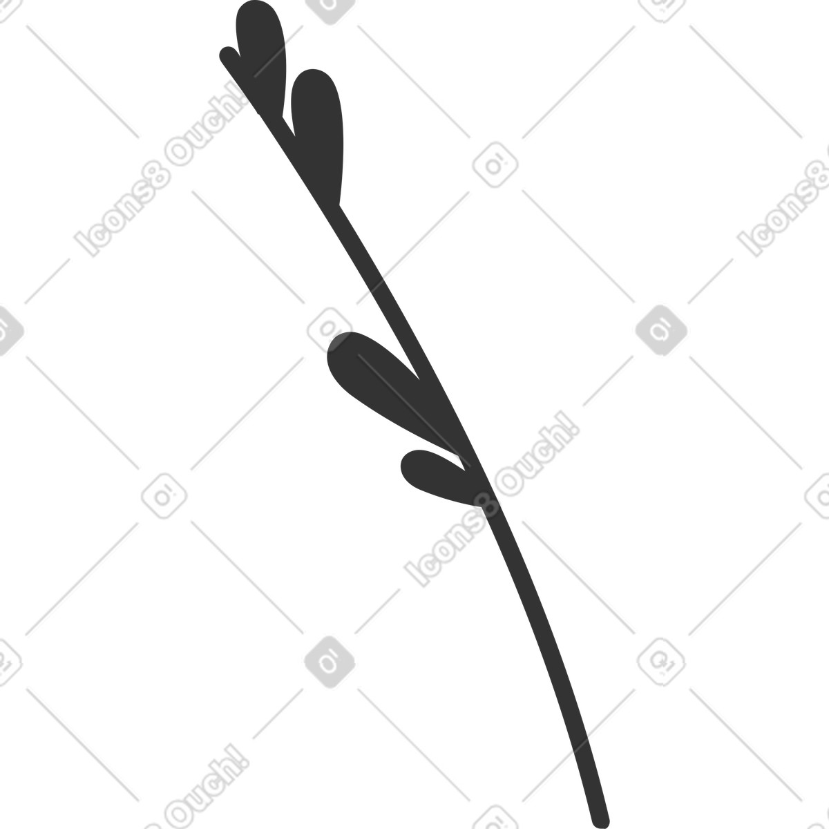 Ilustración Black branch with leaves en estilo Crayon a descargar en PNG y SVG