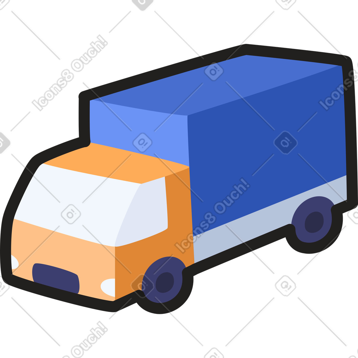 Lkw-Illustration im Clipart-Stil als Download in PNG, SVG
