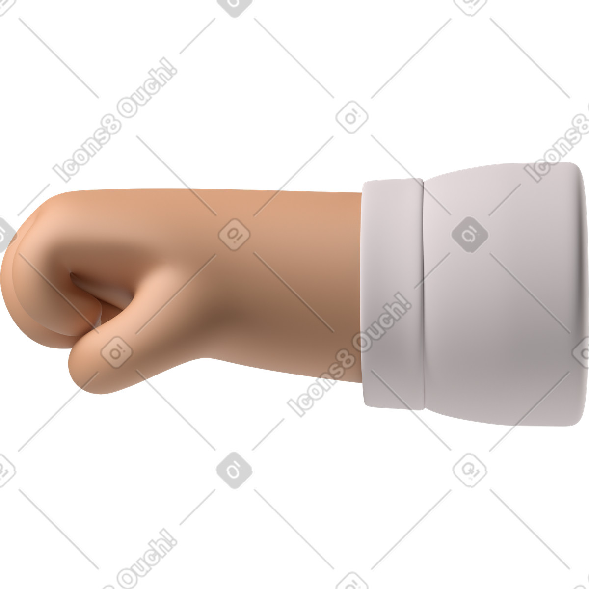 Ilustración Puño de una mano piel bronceada mirando hacia la izquierda en estilo 3D Hands Fun&Wild a descargar en PNG y SVG