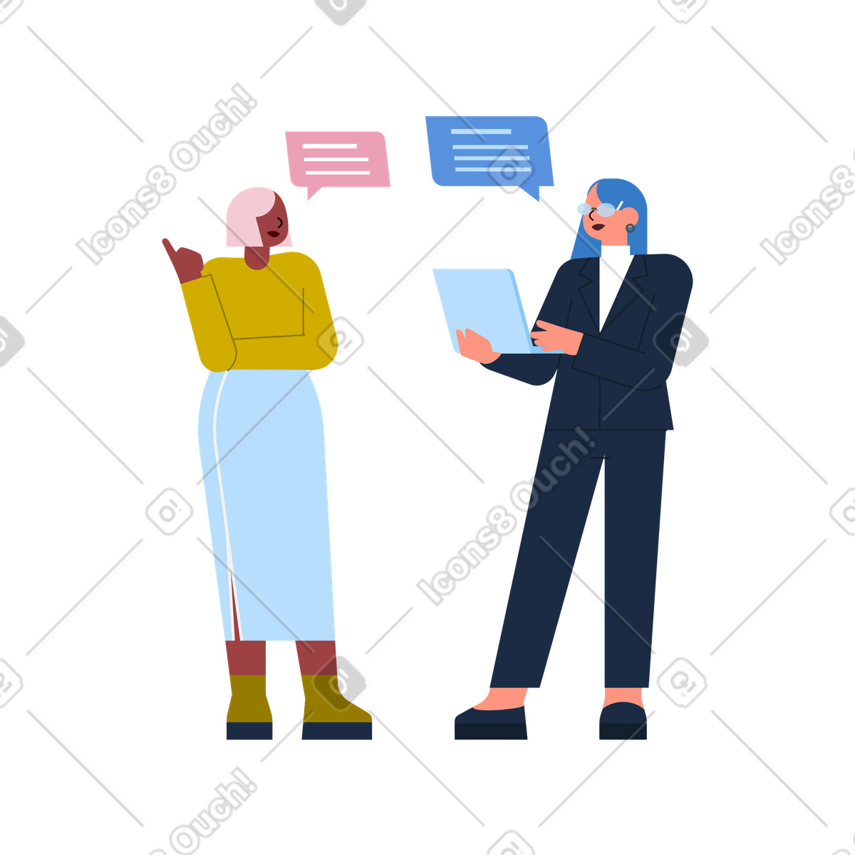 Kollegen diskutieren geschäftsprojekt-Illustration im Vector-Stil als Download in PNG, SVG