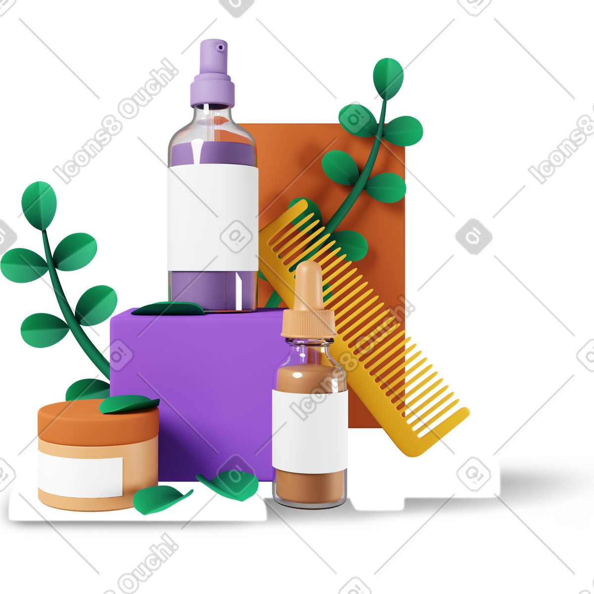 Ilustración Cosmetic composition en estilo 3D Plastic people a descargar en PNG y SVG
