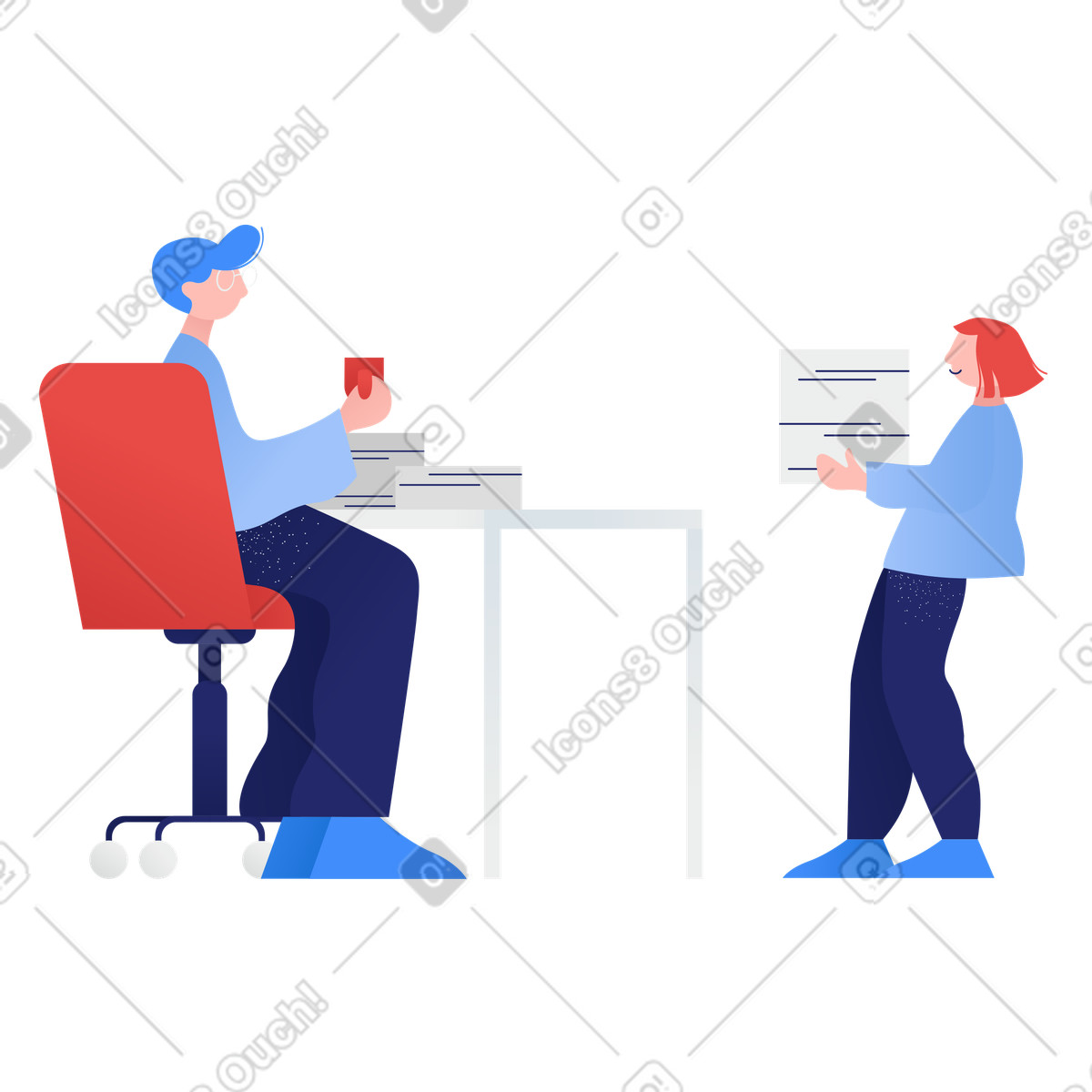 Hausaufgaben abgeben-Illustration im Clip-Stil als Download in PNG, SVG