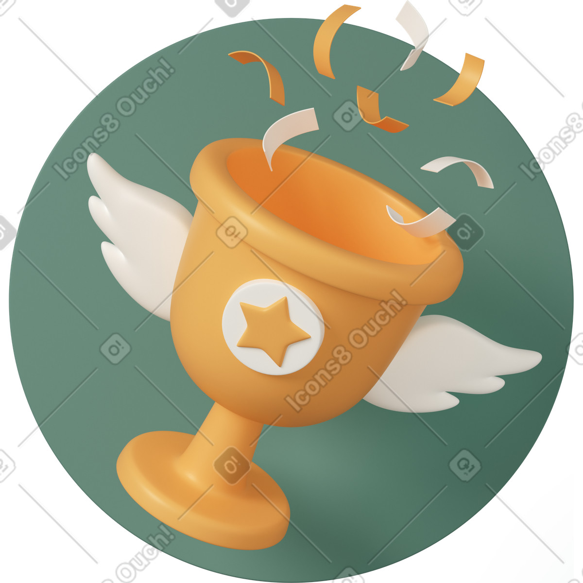 下载 3D Casual life 风格的 Trophy cup with wings 插画，支持 PNG、SVG 格式