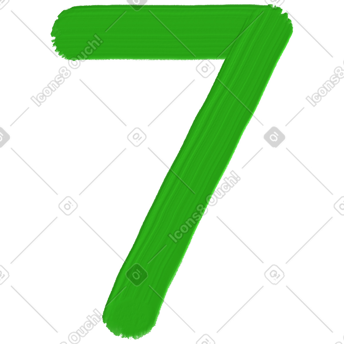 Green number seven illustration in Scrapbooking style download in PNG, SVG