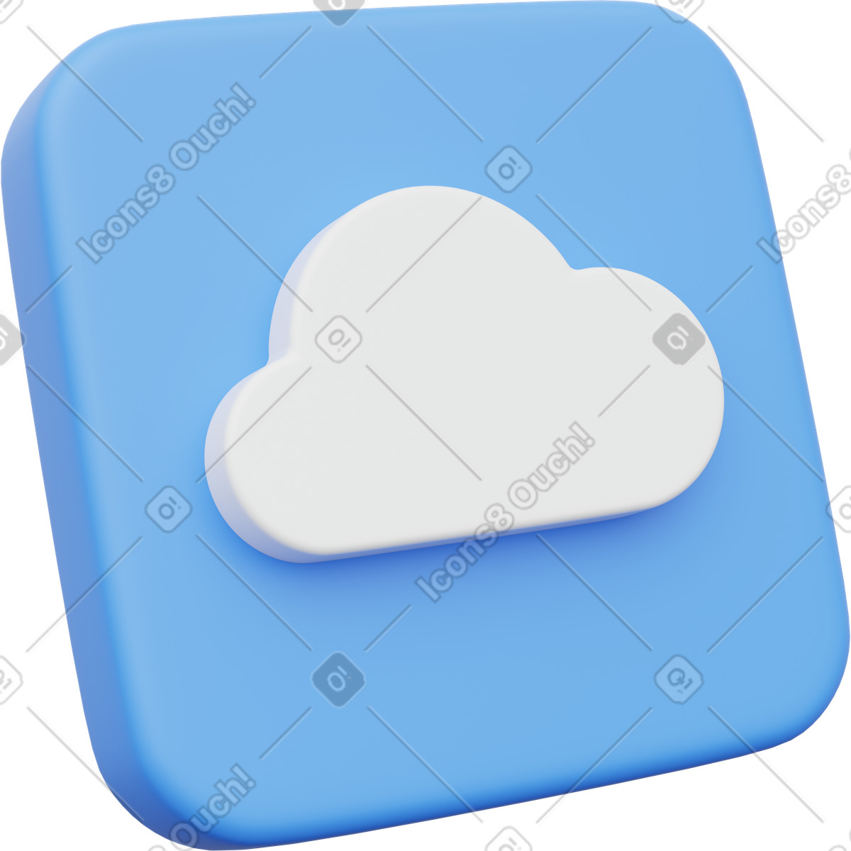 Ilustração de Cloud storage app button icon for online data backup services em no estilo 3D Playful para baixar em PNG, SVG