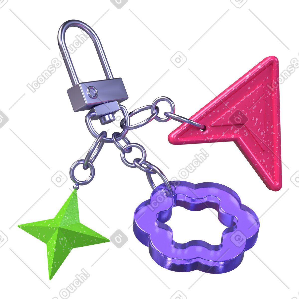 Portachiavi con risorse di design, strumenti preferiti, elementi design prioritari illustrazione in stile 3D Boost scarica in PNG, SVG