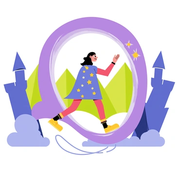 A magical explorer wearing a blue cloak with golden stars is stepping through a shimmering portal. The portal is circular and glows with vibrant hues of purple and green. The background features elements from various historical eras, such as a medieval castle and ancient pyramids blending together. The explorer has sparkling eyes filled with wonder as they reach out towards the portal, and their boots are partially submerged in a swirling mist that surrounds the entrance of the portal.