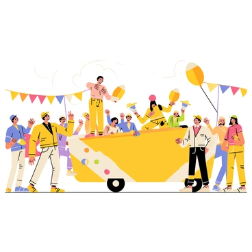 A festival with parades and performers all celebrating candy corn