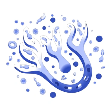 A group of support cells, specifically Sertoli cells, are shown nurturing developing sperm in a biological environment. The Sertoli cells have a distinctive shape with extended processes that envelop the maturing sperm. Surrounding the Sertoli cells, there are numerous developing sperm cells at various stages of maturation, with some undergoing meiosis. The intricate structure of the seminiferous tubules is visible, showcasing the organization of these cells within a tissue framework. A variety of cellular components, including mitochondria and endoplasmic reticulum, can be seen interspersed throughout the scene, highlighting the complex biological activity taking place.