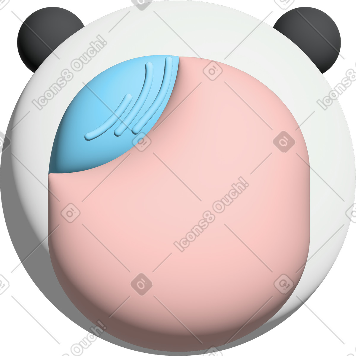 Head in a panda hat with protruding blue curls illustration Cartoony style download PNG, SVG