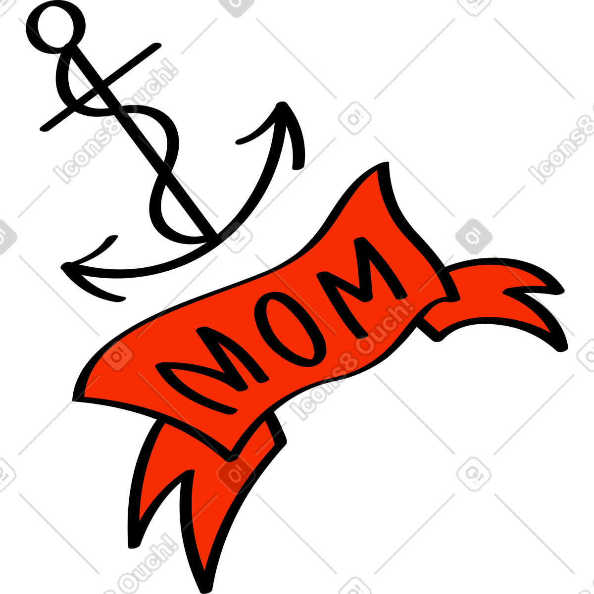 Ilustração de Âncora tatuagem pirata em no estilo Looney para baixar em PNG, SVG