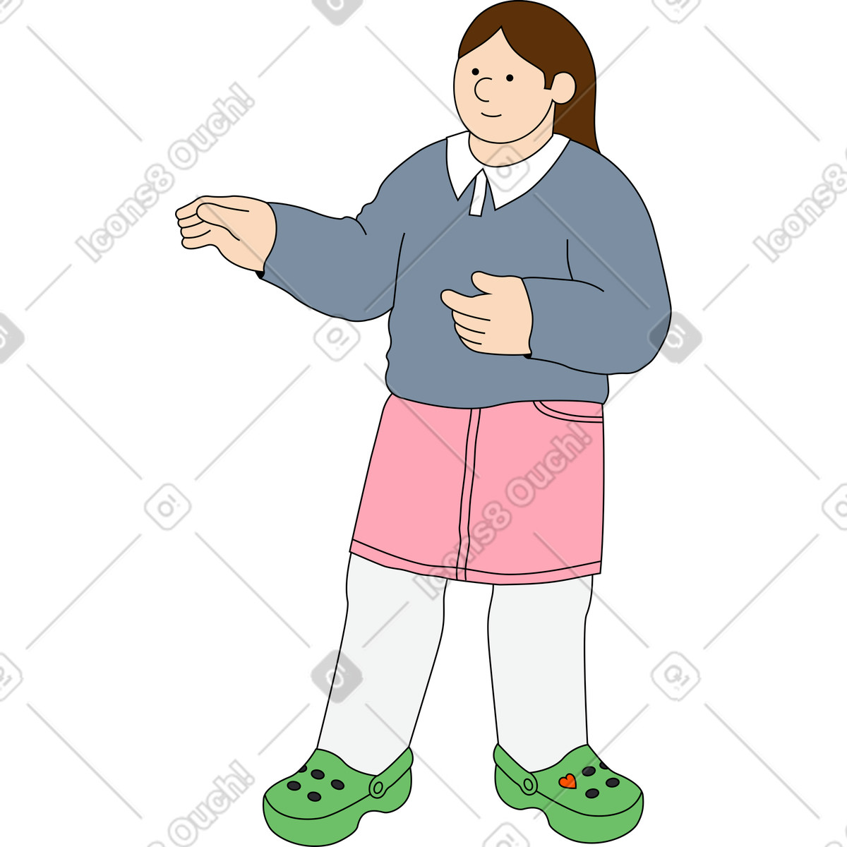下载 Kindy 风格的 女人指着某物 插画，支持 PNG、SVG 格式