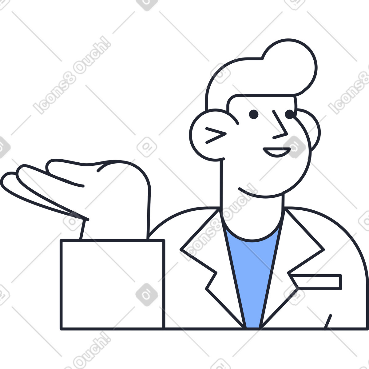 Ilustración animada Médico en estilo Pablita a descargar en GIF, Lottie (JSON), AE