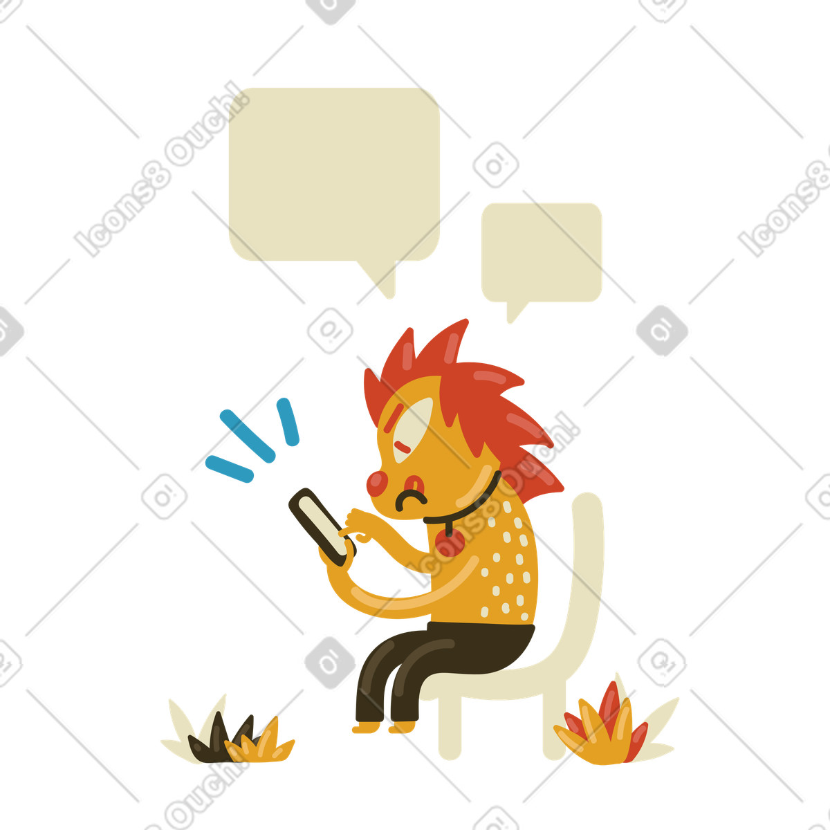 Chiacchierare online sul cellulare illustrazione in stile Arabica scarica in PNG, SVG