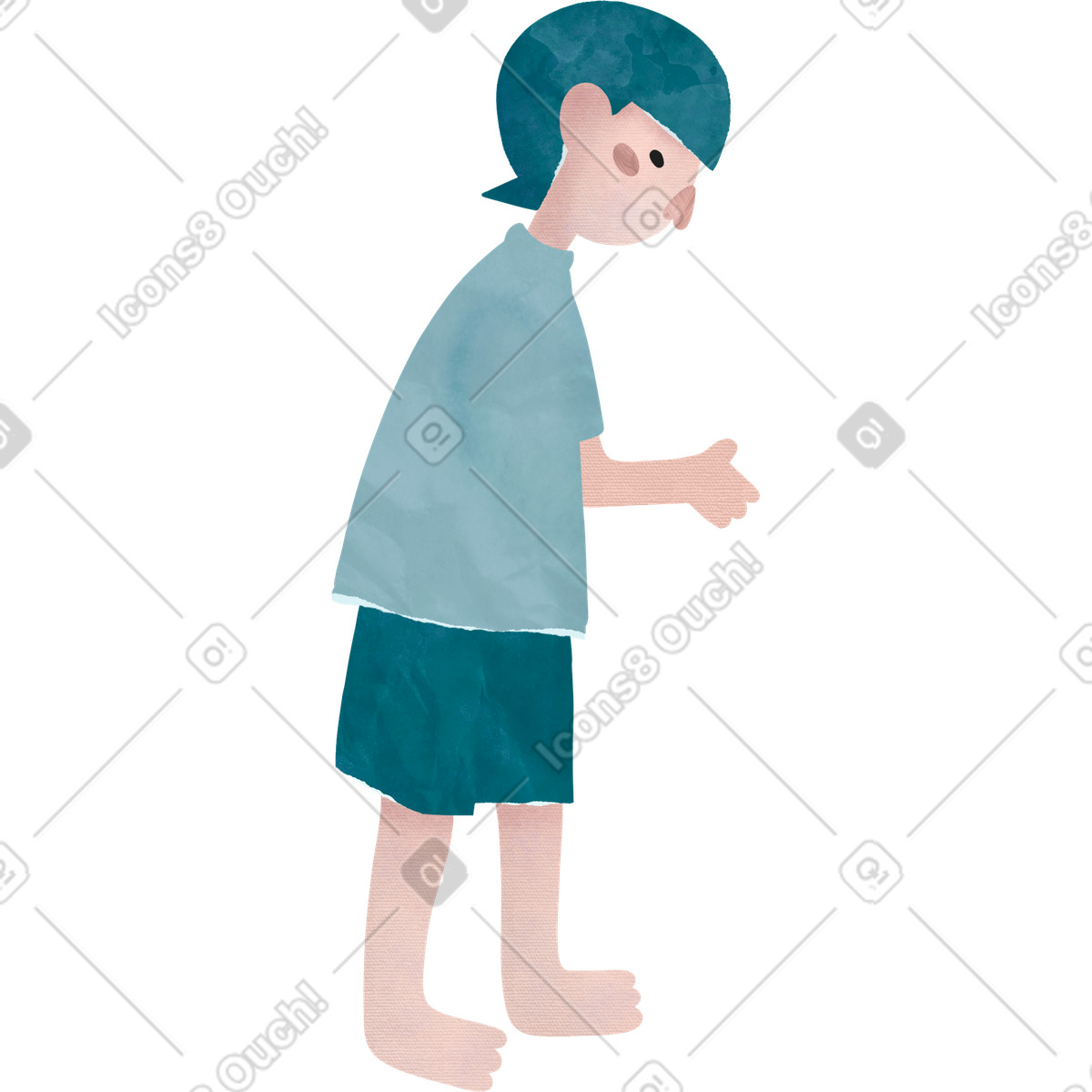 下载 Papery 风格的 男孩 插画，支持 PNG、SVG 格式