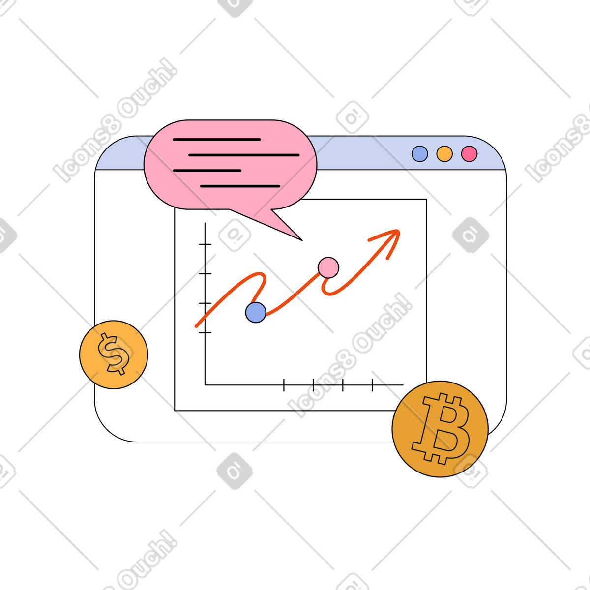 Grafico della crescita finanziaria illustrazione in stile Bloom scarica in PNG, SVG