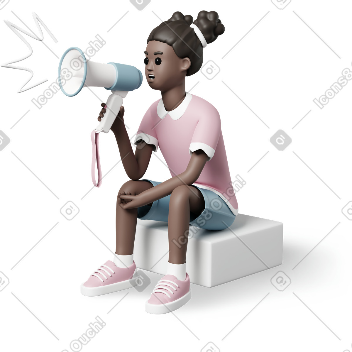 3D Casual life スタイルの メガホンを持つ子供 のイラストをPNG、SVG形式でダウンロード