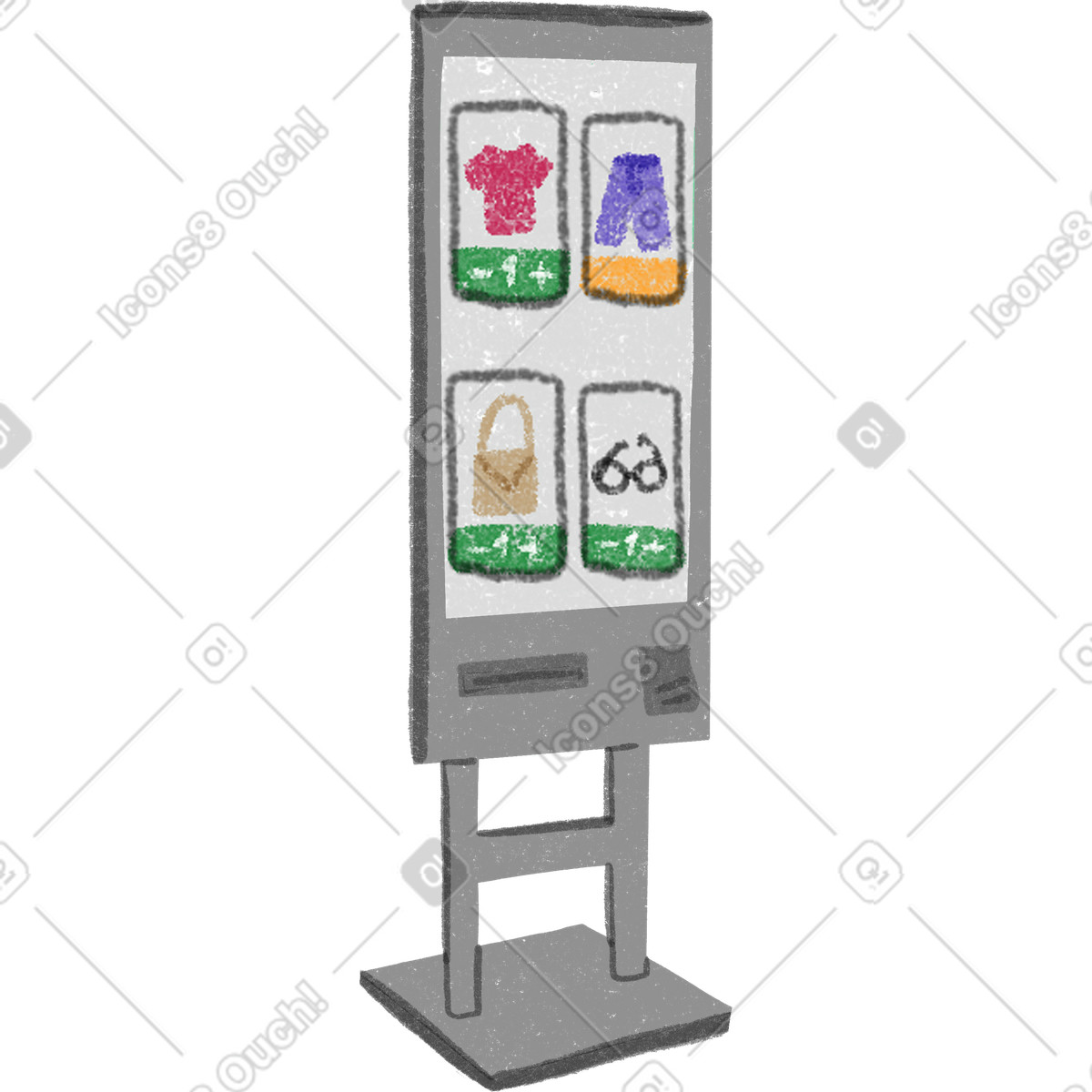 Electronic stand with marketplace illustration in PNG, SVG