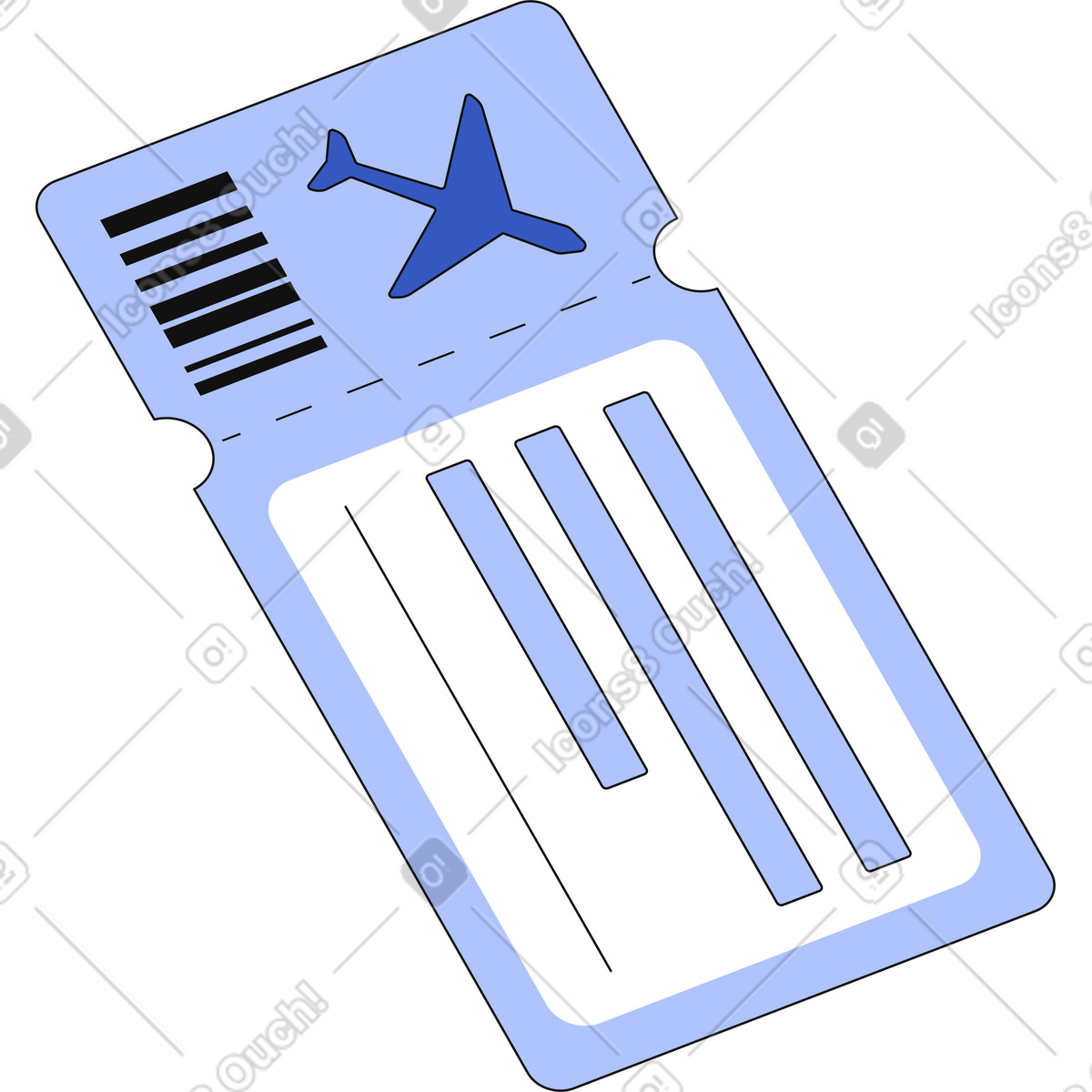 Plane ticket illustration in Techny style download in PNG, SVG
