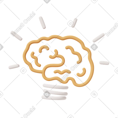 Ilustración 3D Line brain idea en estilo Objetos Casual life a descargar en PNG y SVG