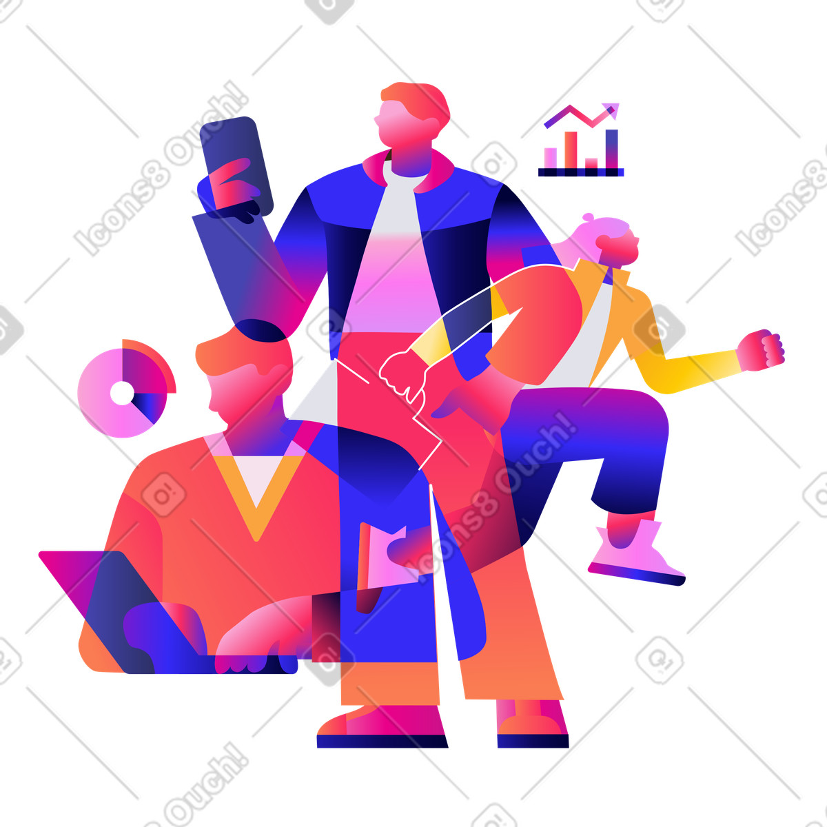 Team work and joint effort illustration in Mix style download in PNG, SVG
