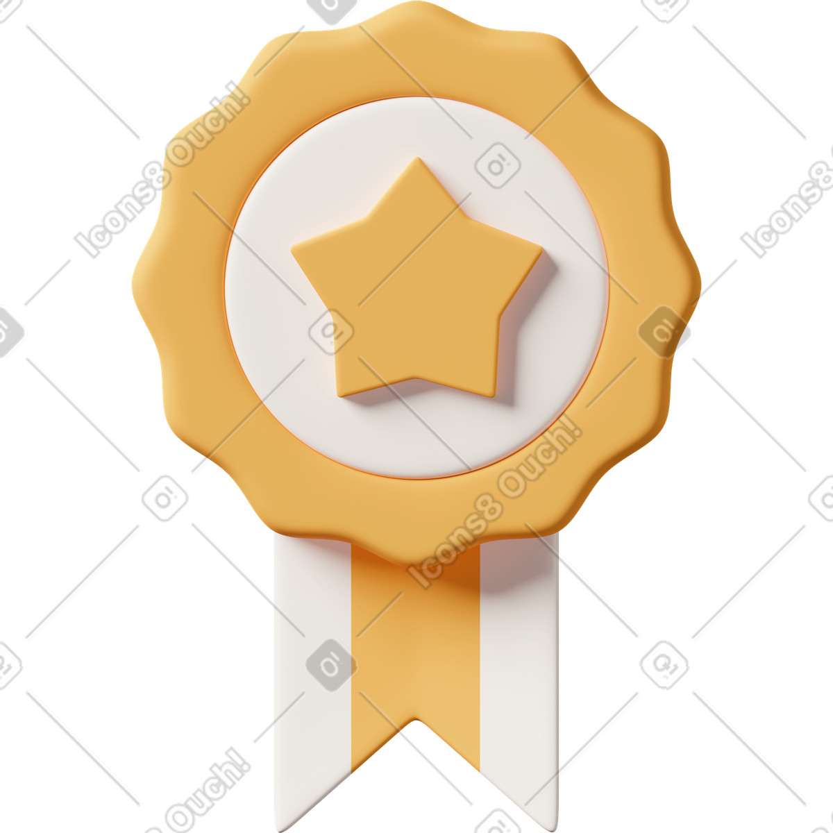 Иллюстрация Reward badge with star and ribbon в стиле 3D Casual life — скачать в форматах PNG, SVG