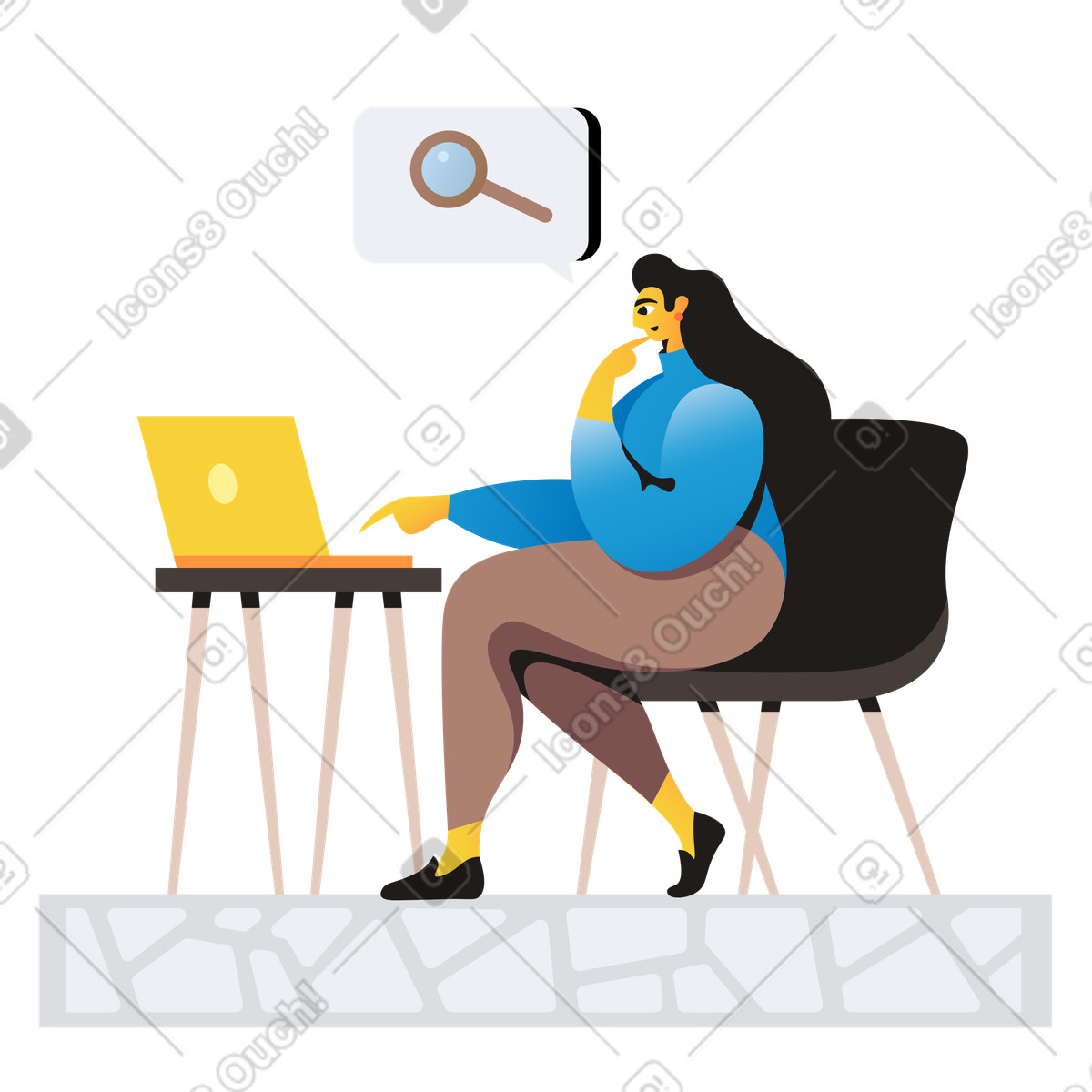Im internet surfen-Illustration Jaconda-Stil als Download in PNG, SVG
