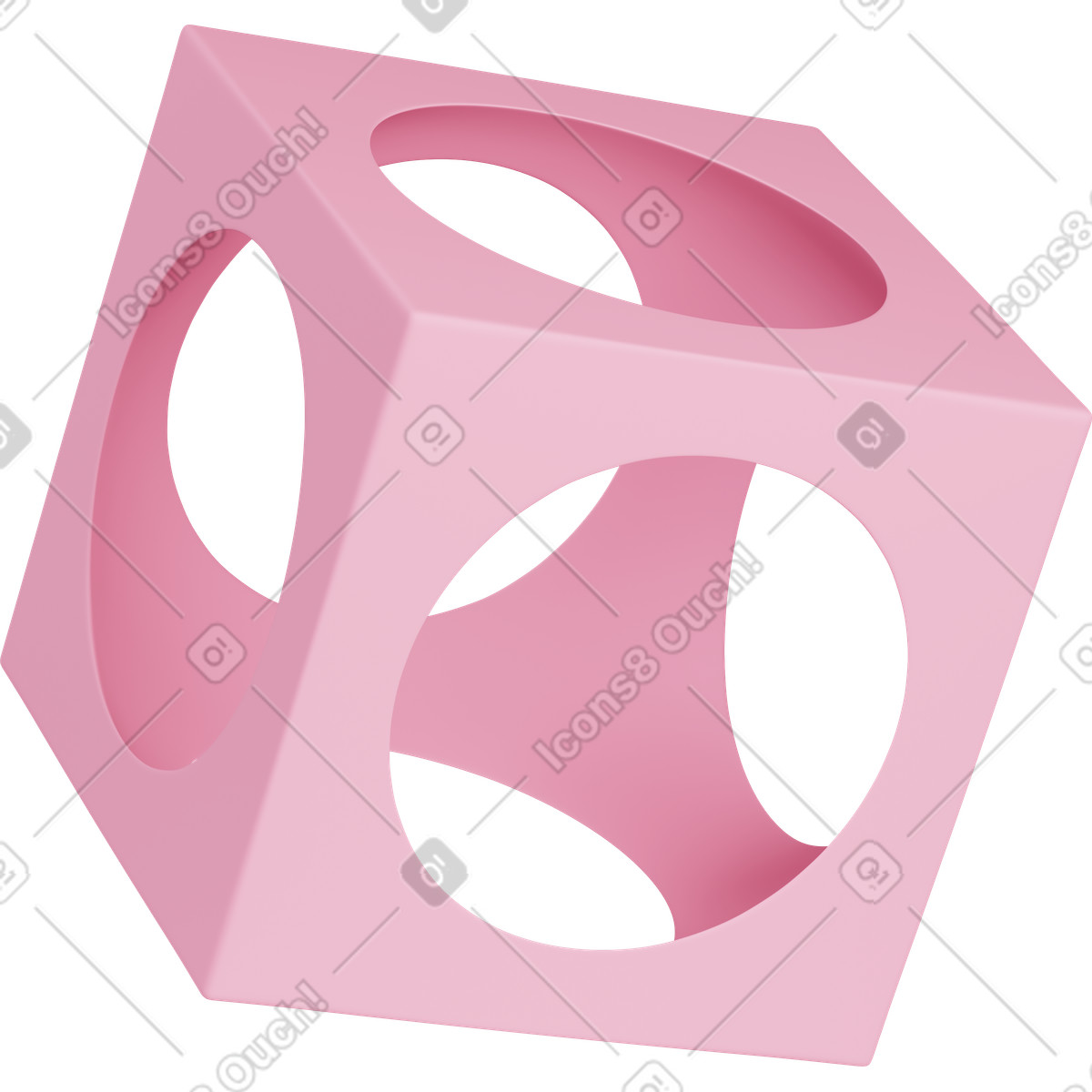 Cube with circular holes-Illustration im 3D Casual life-Stil als Download in PNG, SVG