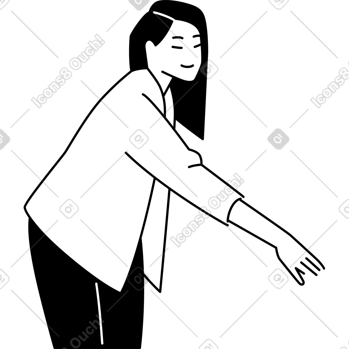 Junge frau streckt ihre hand aus-Illustration im Weekday-Stil als Download in PNG, SVG