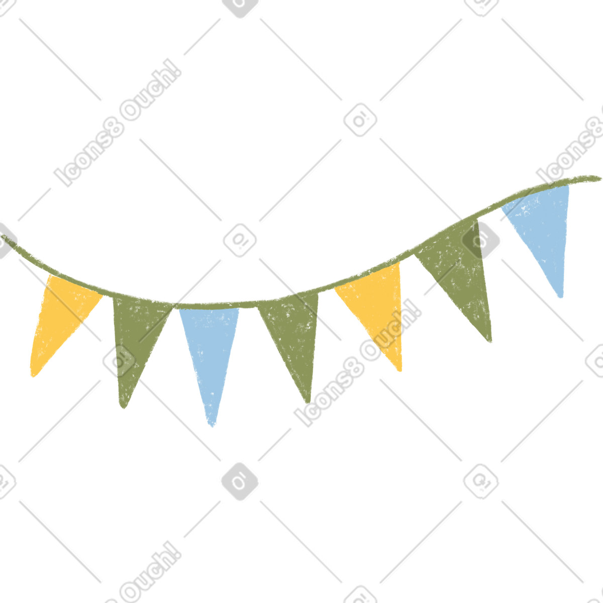 Colored flags on a string illustration in Chalky style download in PNG, SVG